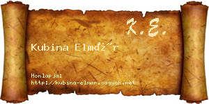 Kubina Elmár névjegykártya